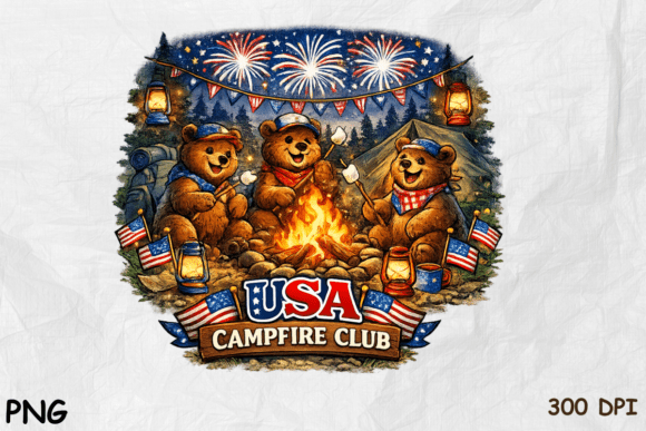 Celebrate Summer Nights with the USA Campfire Club PNG Design