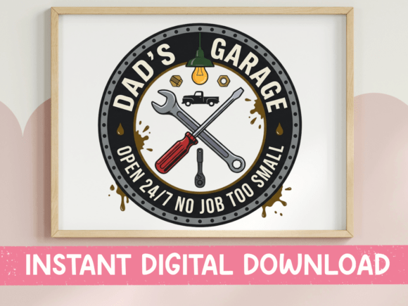 Dad's Garage Round Badge Design: A Graphic Designer's Asset