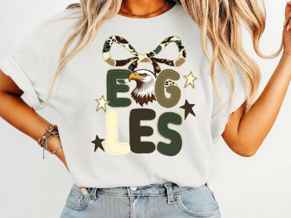 Eagles Mascot Coquette T-Shirt Design: A Blend of Retro and Patriotism