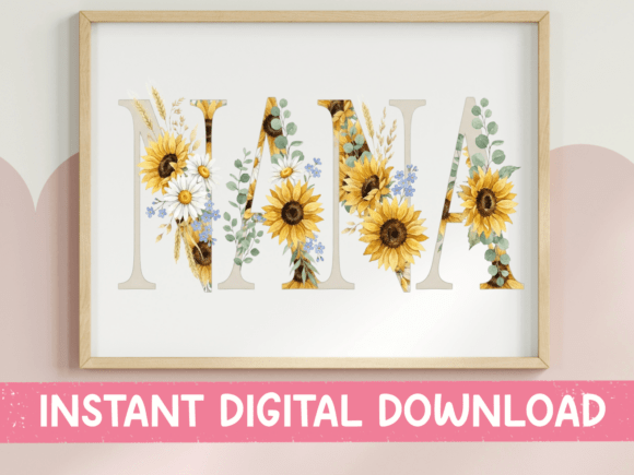 Nana Sunflower Floral Letter Design: A Fresh Visual Asset