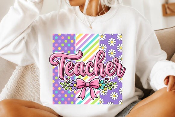 Retro Floral Teacher Bow PNG: A Charming Design Asset