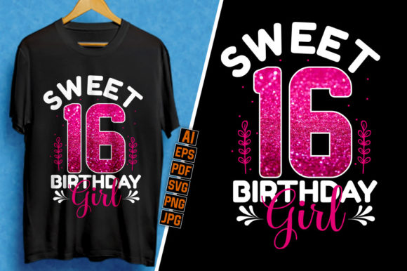Sweet 16 Birthday Girl Typography Design: A Modern Creative Asset