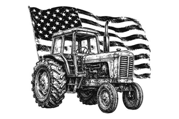 Tractor Flag SVG Design: A Vintage Patriotic Asset