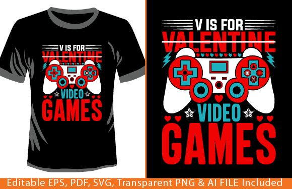 V is for Video Games T-Shirt Design: A Creative Asset for Modern Merchandise