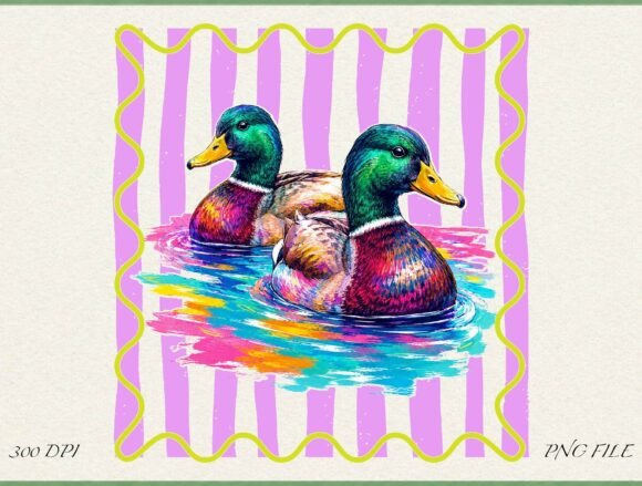 Vibrant Mallard Ducks PNG: A Designer's Creative Asset
